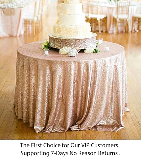 Vista 96 de ShiDianYi Mantel redondo de 90 pulgadas, mantel de lentejuelas color fucsia con purpurina para tarta, postre brillante, para fiesta de cumpleaños