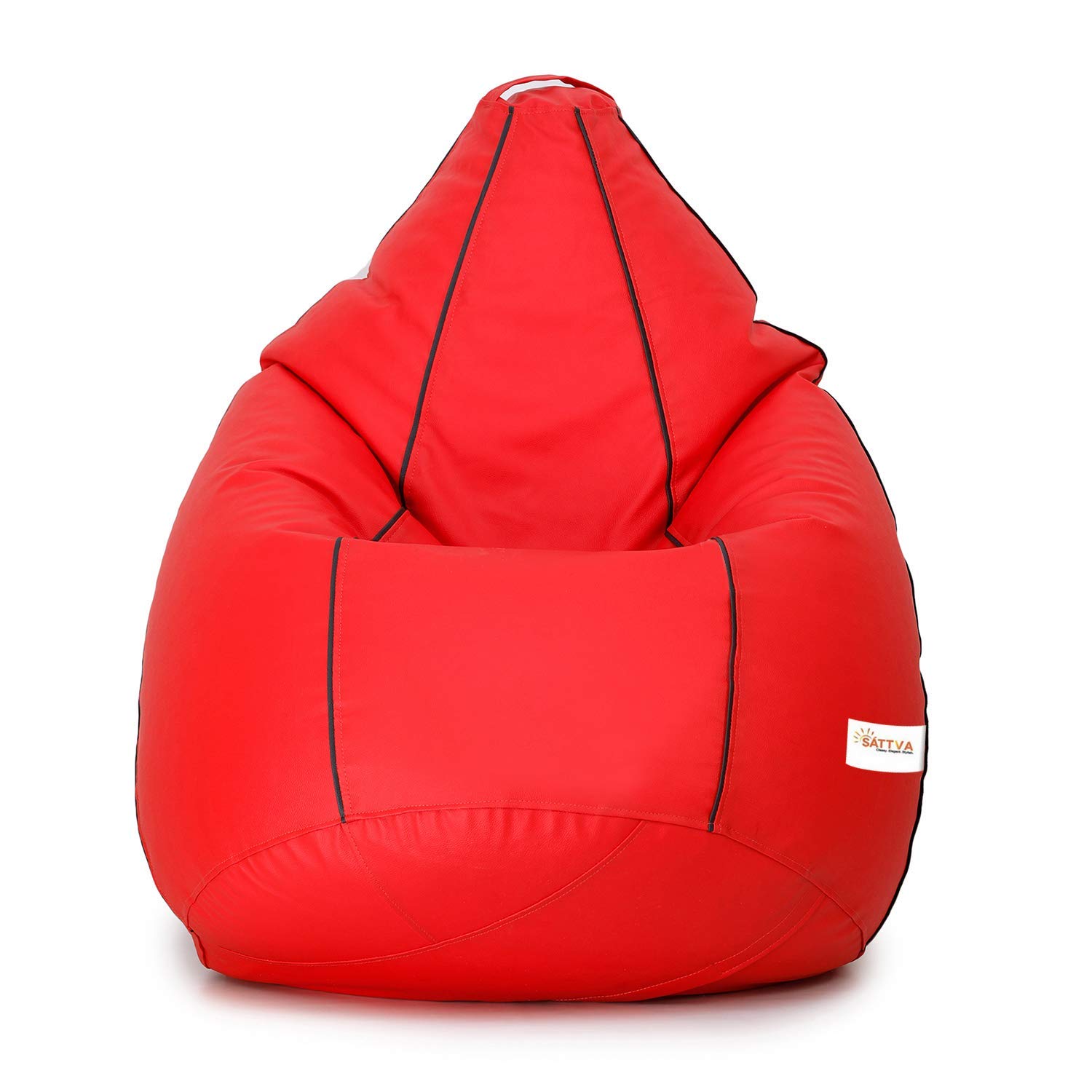 Sattva Classic XXL Bean Bag Cover (Without Beans) - Red with Black Piping-image-35