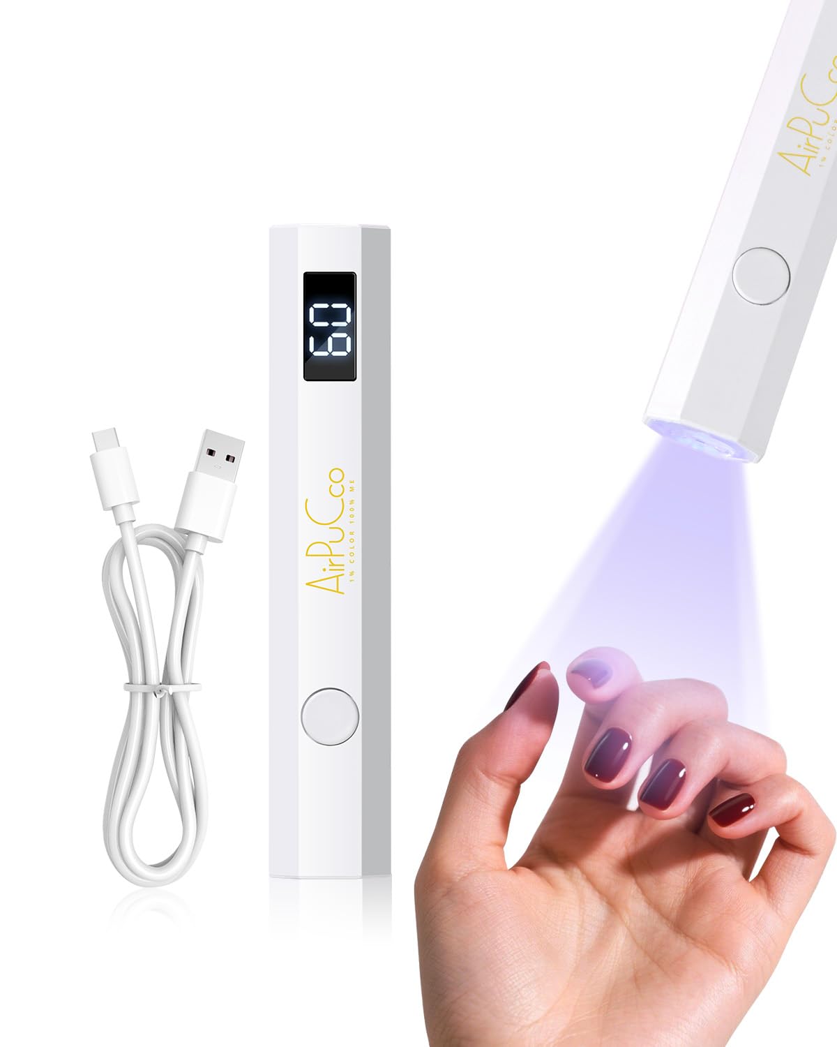 Handheld UV Light for Gel Nails - Cordless Handheld Gel Polish Dryer, Mini Nail Lamp, 2 Timer Modes & USB-C Fast Charging, Portable Nail Curing Light for Home DIY & Salon Use (3W)