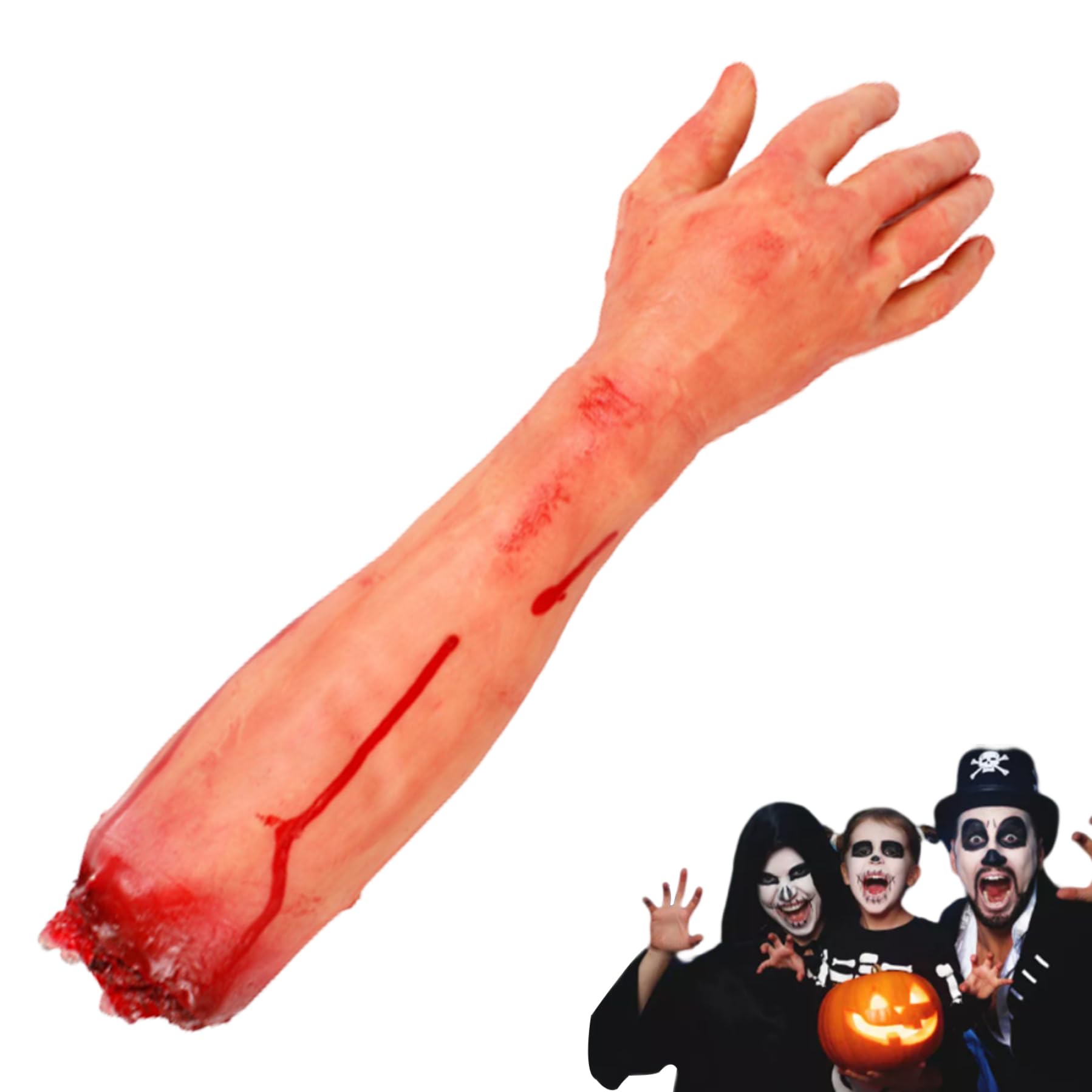 Hintyne Hand Severed Body Part Halloween Realistic Scary Vinyl Decorative Severed Arm Halloween Prop Decorations for Haunted House Party Trick, Random Side