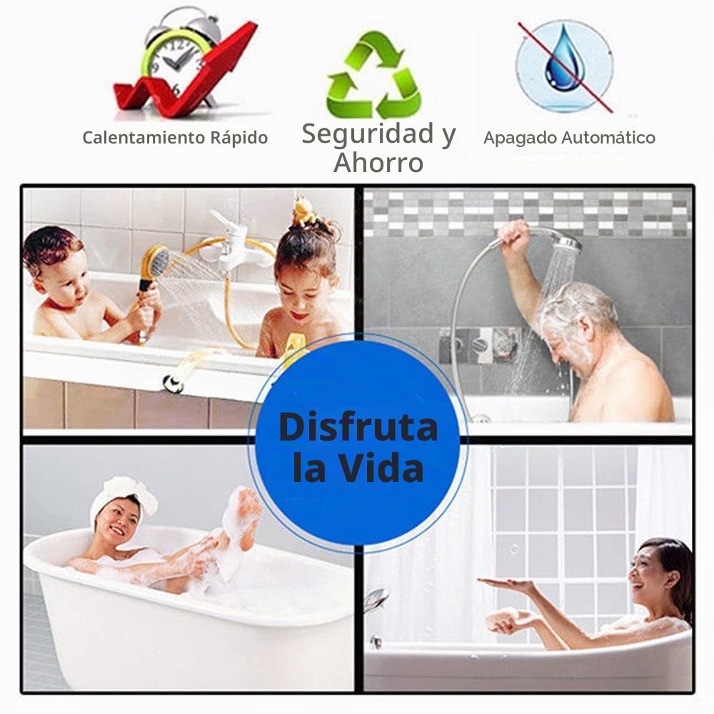 Calentador de agua eléctrico digital de 6500 W, 220 V, para ducha y cocina, con agua caliente instantánea, clase energética A++, protección IP25 + pantalla LCD