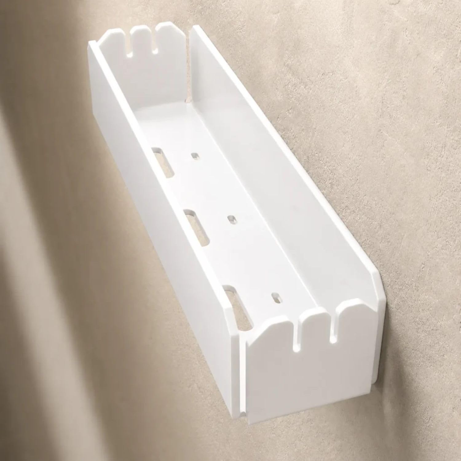 Agplex Mensola Doccia Senza Foratura 30 cm Bianco Lucido, Porta Shampoo Doccia Senza Forare in Acrilico PMMA, Portasapone Doccia Senza Forare con Portaspugna, Supporto Bagno Adesivo Senza Fori