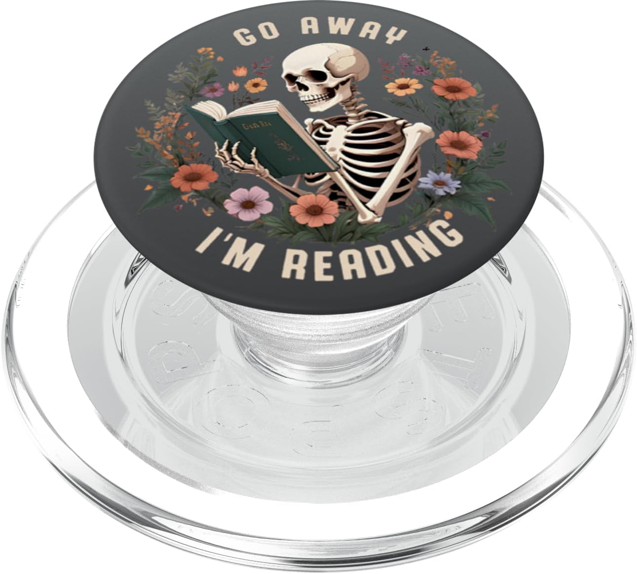 Go Away I'm Reading Funny Skeleton Book Lovers Bookish PopSockets PopWallet for MagSafe