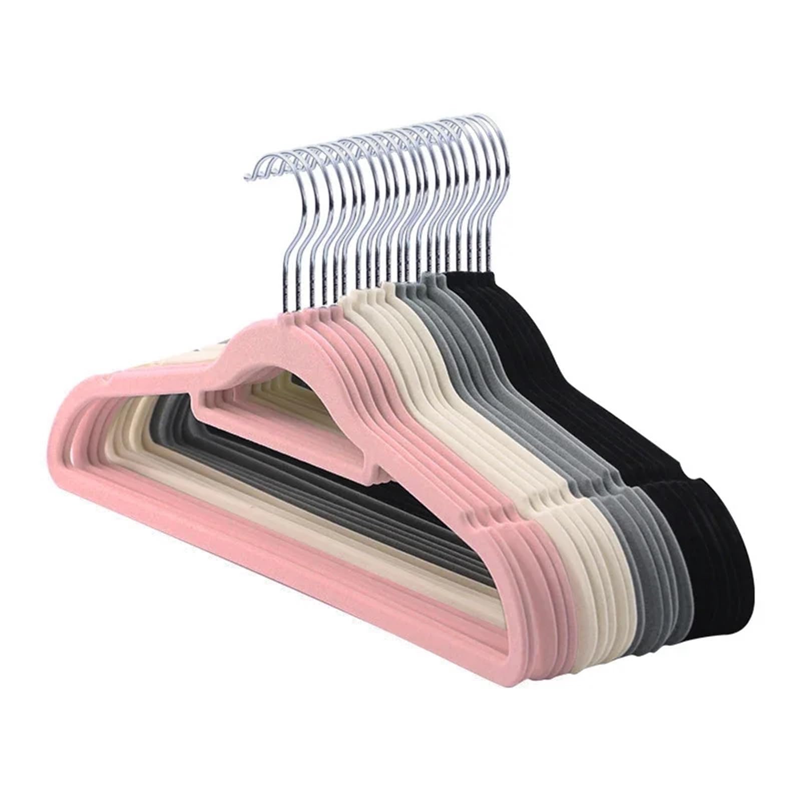 Rutschfeste Samt-Kleiderbügel für Erwachsene und Kinder, platzsparender Schrank, spurloses Design, ideal für Kleidung, Kleider und Mäntel, Weiß, 10 Stück