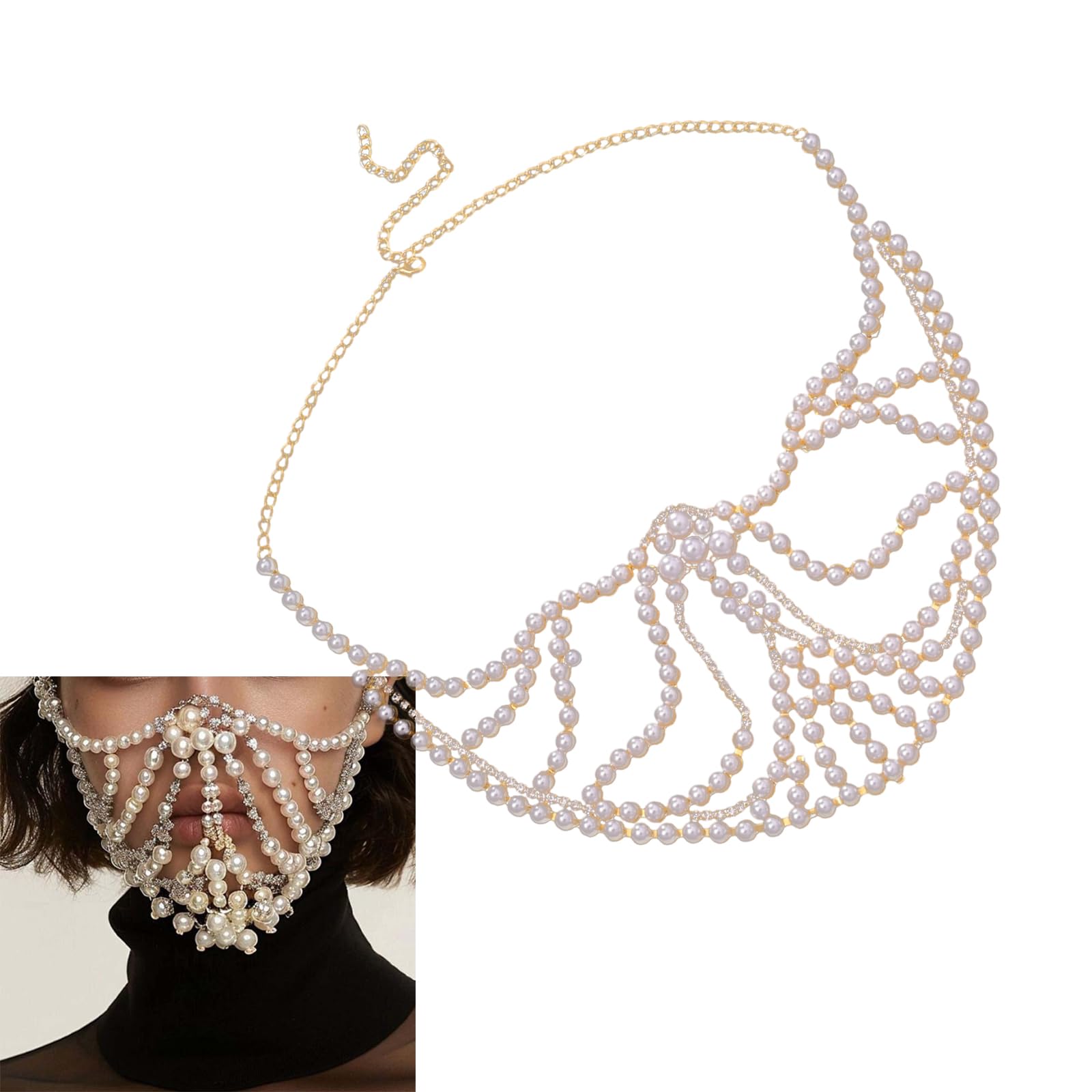 Accesorio multifuncional de media cara con diamantes de imitación para cosplay, joyería de moda para todas las edades, para mujeres y banquetes