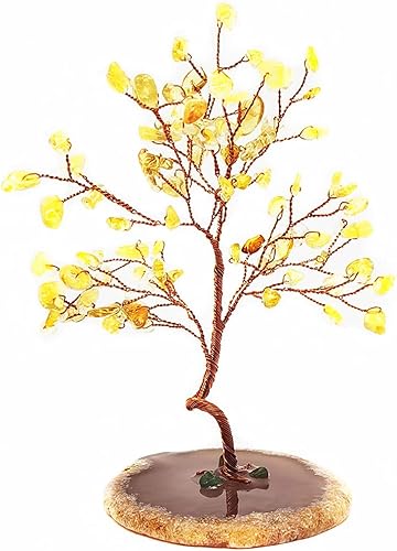 Colorsheng Árbol de dinero de cristal de cuarzo Feng Shui, ágata natural, copos de geoda, base de geoda, decoración estilo bonsái para suerte y