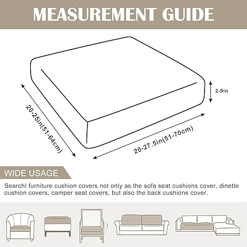 Miniatura 3 de SearchI Fundas de cojín de repuesto estampadas para sofá, fundas de asiento de sofá con patrón elástico, lavables, protectores de muebles suave con