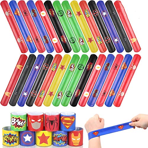 REAMOUS 36 Pcs superhéroe Slap Pulsera  Snap  Banda de  Fiesta Juguetes de Infantil