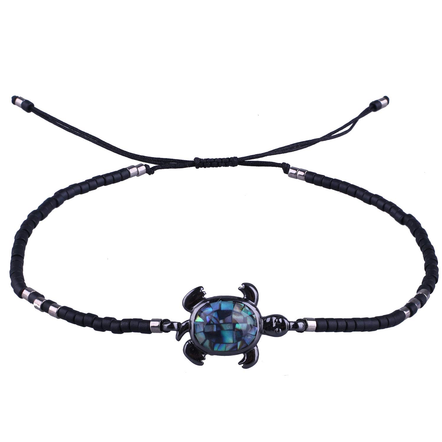 KELITCH Damen Abalone Muschel Armbänder 925 Silber Schildkröte Charm Armbänder Freundschaftsarmbänder Verstellbare