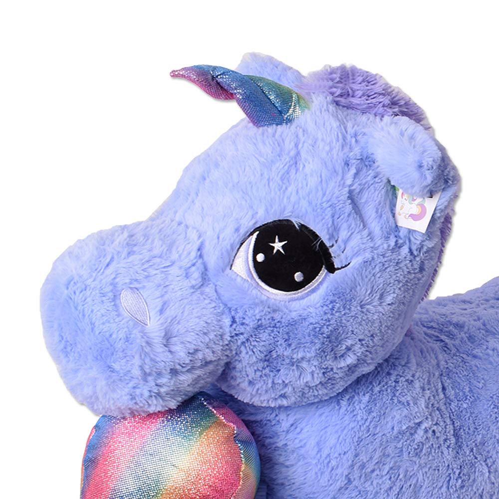 TE-Trend Flauschiges Stoffeinhorn 110 cm - perfektes Plüscheinhorn für kuschelige Stunden & magische Abenteuer - Zauberhaftes Kuscheleinhorn - Einhorn-Kuscheltier für kreative unvergessliche Momente