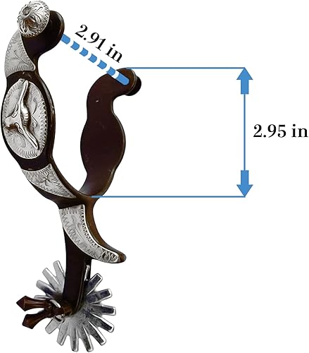Miniatura 3 de Espuelas occidentales envejecidas con adornos grabados a mano en plata alemana y ruleta con jingle bobs