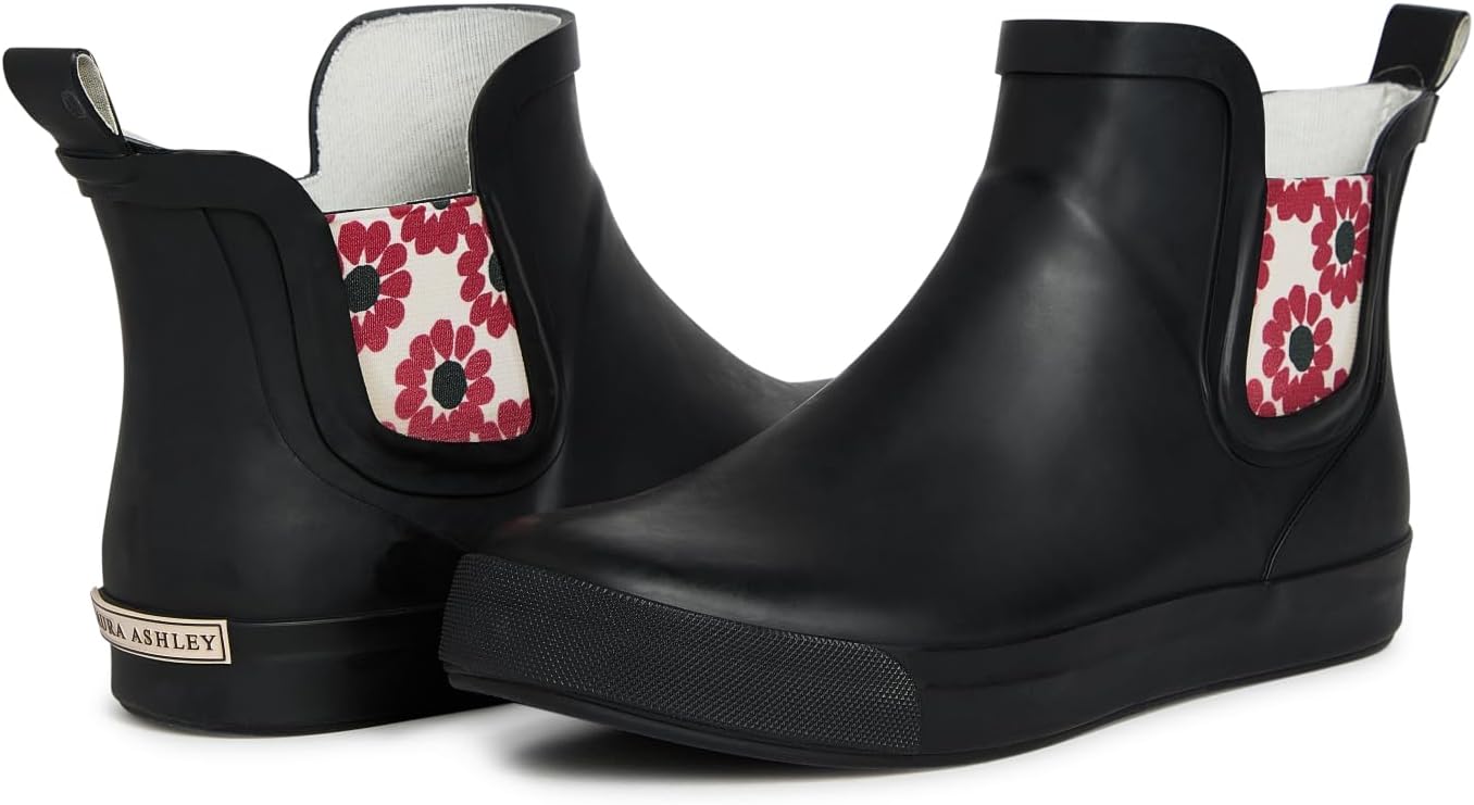 Laura Ashley Women's Snow and Rain Boots, Mid Cut Rubber Boots for Women, Waterproof Flat Heeled Ankle Boots for Ladies