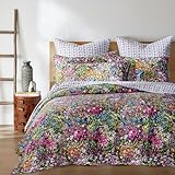 Levtex Home - Basel Quilt Set - King/Cal King Quilt + Two King Pillow Shams - Multicolor Floral - Quilt Size (106x92in.) and Pillow Sham Size (36x20in.) - Reversible - Cotton
