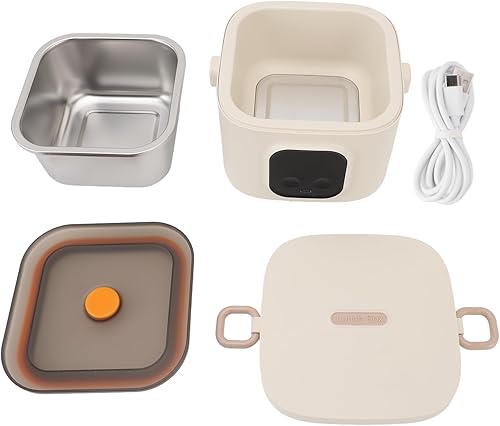 Miniatura 8 de Fiambrera eléctrica, calentador de alimentos portátil recargable de 27.1 fl oz, calentador de alimentos para oficina, camping, viajes