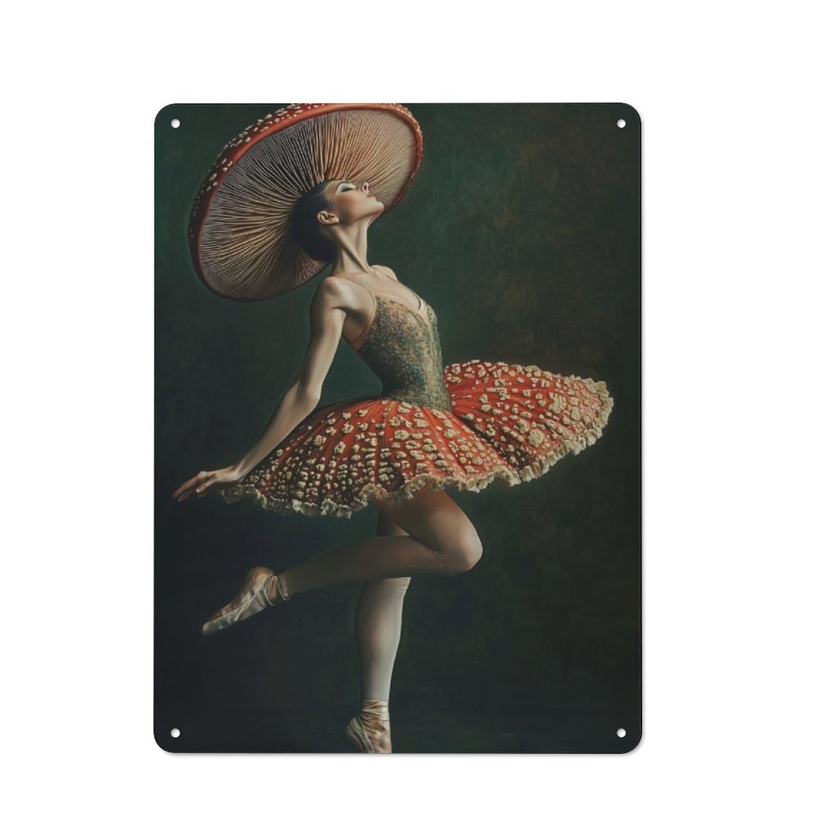 Junmoney Mushroom Ballerina Retro Printed Metal Sign 40X30cm For Garage Or Workshop, For Garage, Workshop And Man Cave Decoration