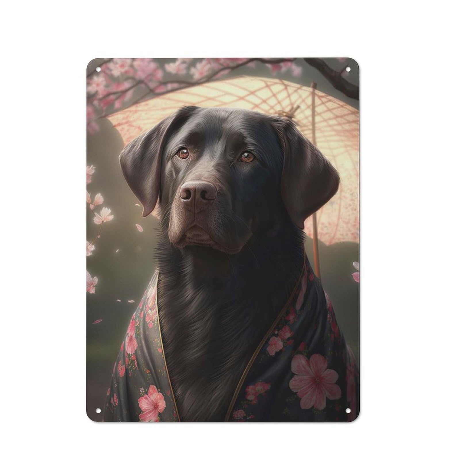 Junmoney Style-7 40X30cm Retro-Style Tin Sign With Black Labrador Kimono For Garage Or Workshop, For Vintage Wall Decor Fans, For Metal Sign Collectors