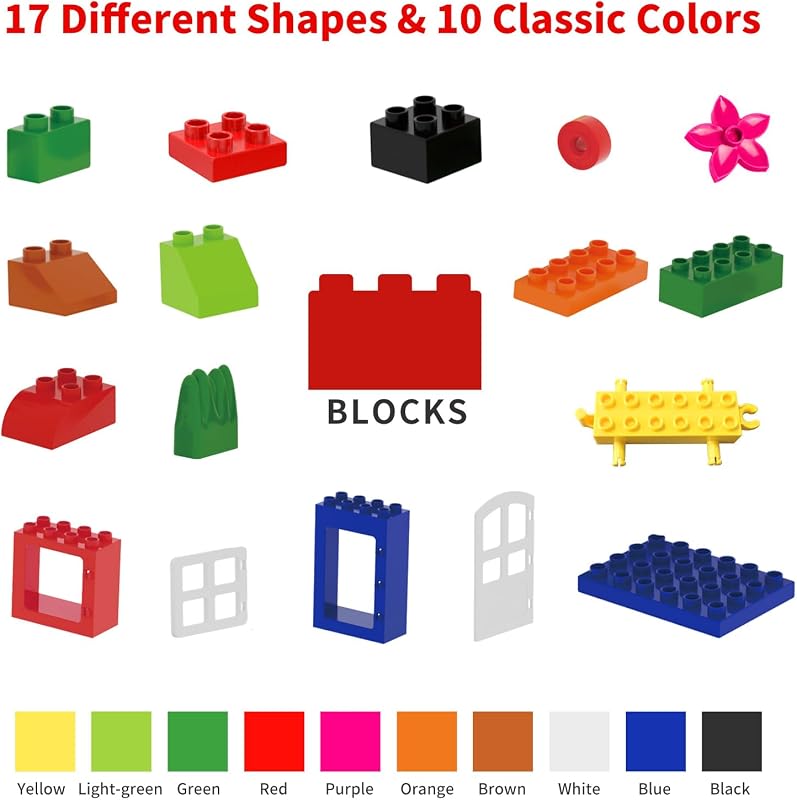 burgkidz Nagy Építőkockák Kreatív Játék 2-5 Éves Gyerekeknek STEM Fejlesztő Játék - 214 pcs.