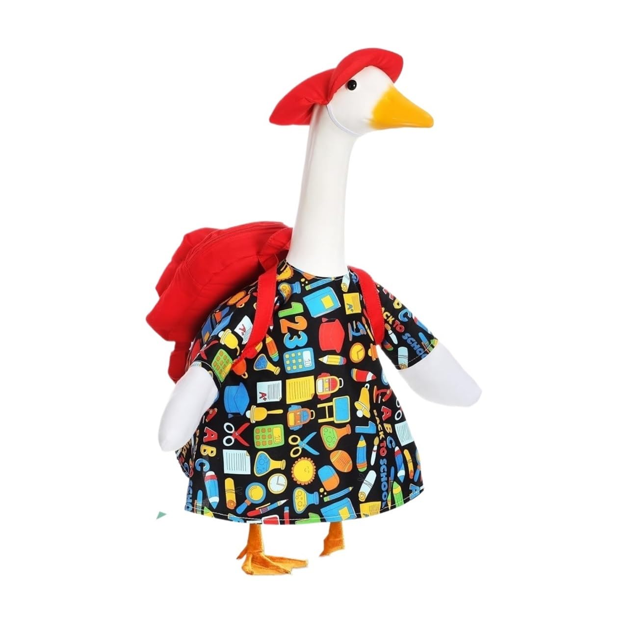 Pencil Print Porch Goose Costume for Back to School Lawn Statue Decor