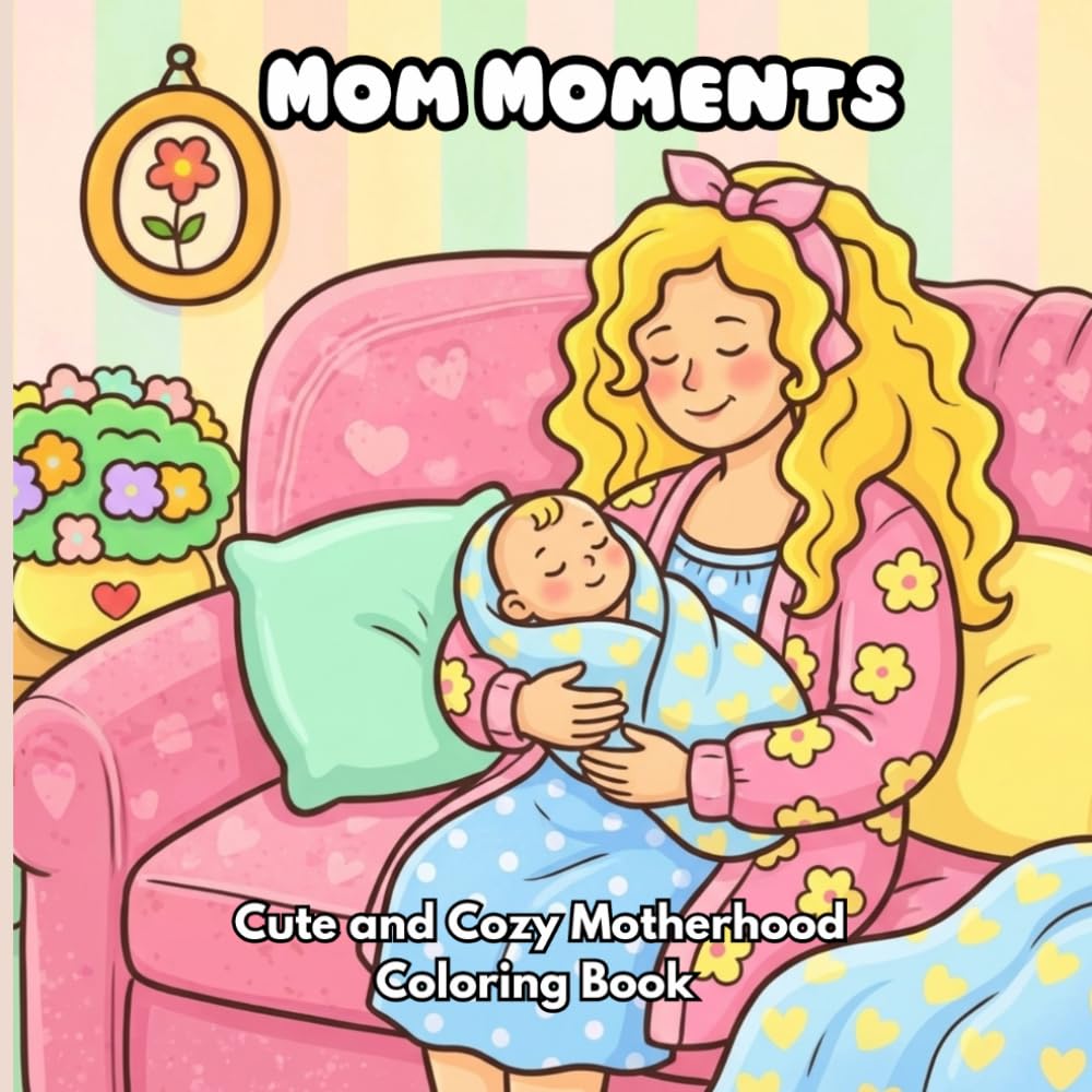 Mom Moments, Cute and Cozy Motherhood Coloring Book: With Funny and Relaxing Coloring Experience for Moms Who Need a Moment of Peace