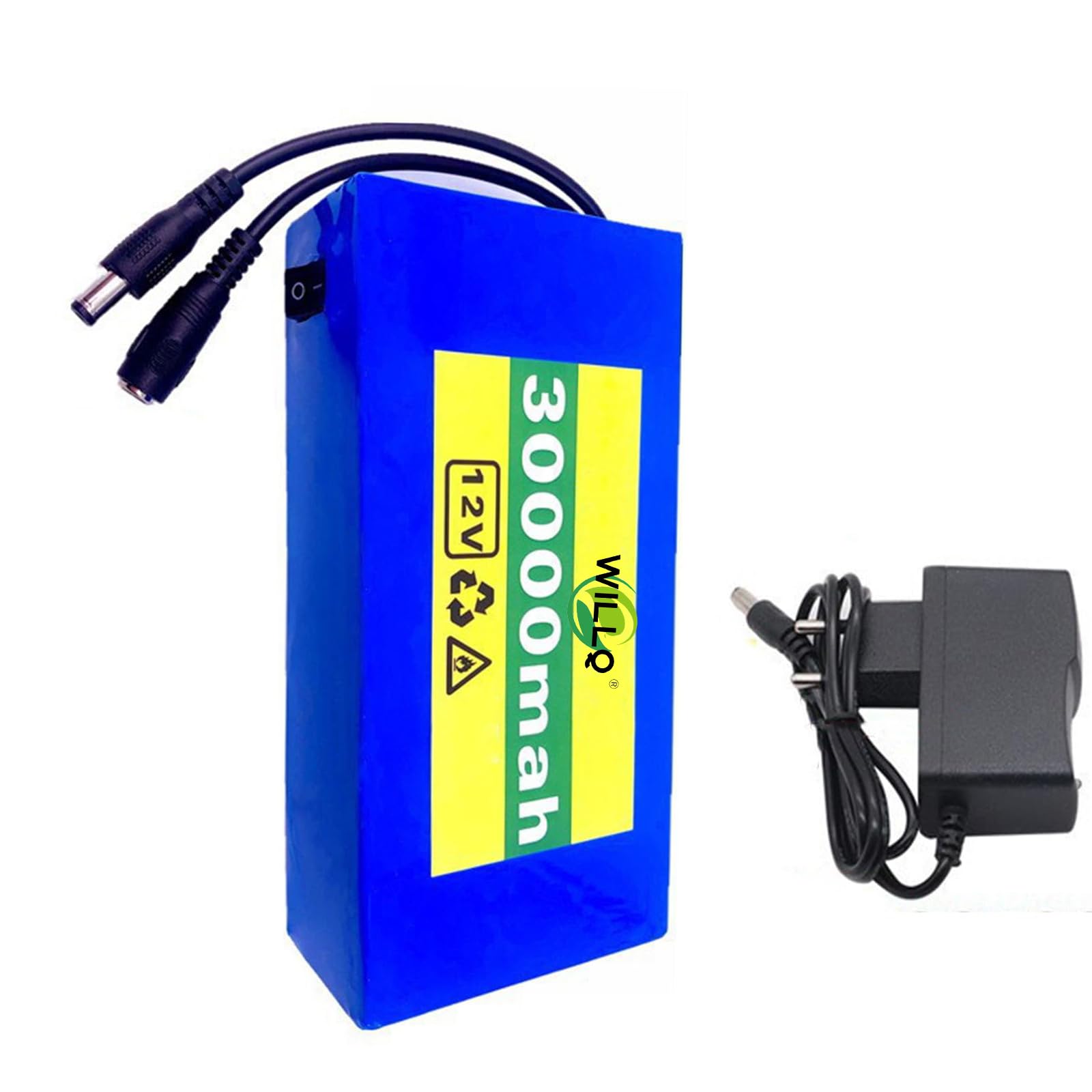 Batteria agli ioni Litio DC 12V 30Ah Batteria Ricaricabile 12V 30000mAh Batteria ai polimeri Litio Portatile 12 Volt con Caricabatterie per apparecchiature Alimentazione 12V