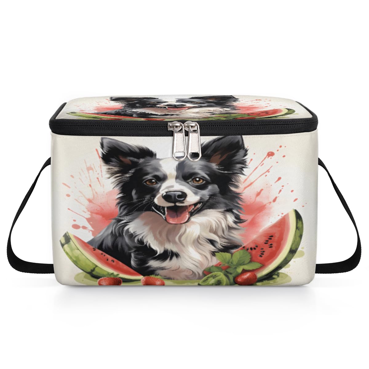Lunch Bags for Women Men 9 Cans,Watercolor Dog Hot & Cold Food Delivery Bag Insulated Grocery Bag Insulated Lunch Box Watermelon Cooler Bag for Office Work Picnic Beach