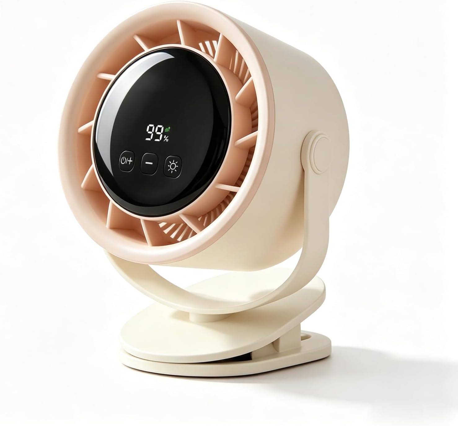 Clip on Fan, Desk Fan,Rechargeable USB Fan with LED Display & Night Light, 100 Speeds, Ultra Quiet Small Fan for for Bedroom Home Office Dorm(White)