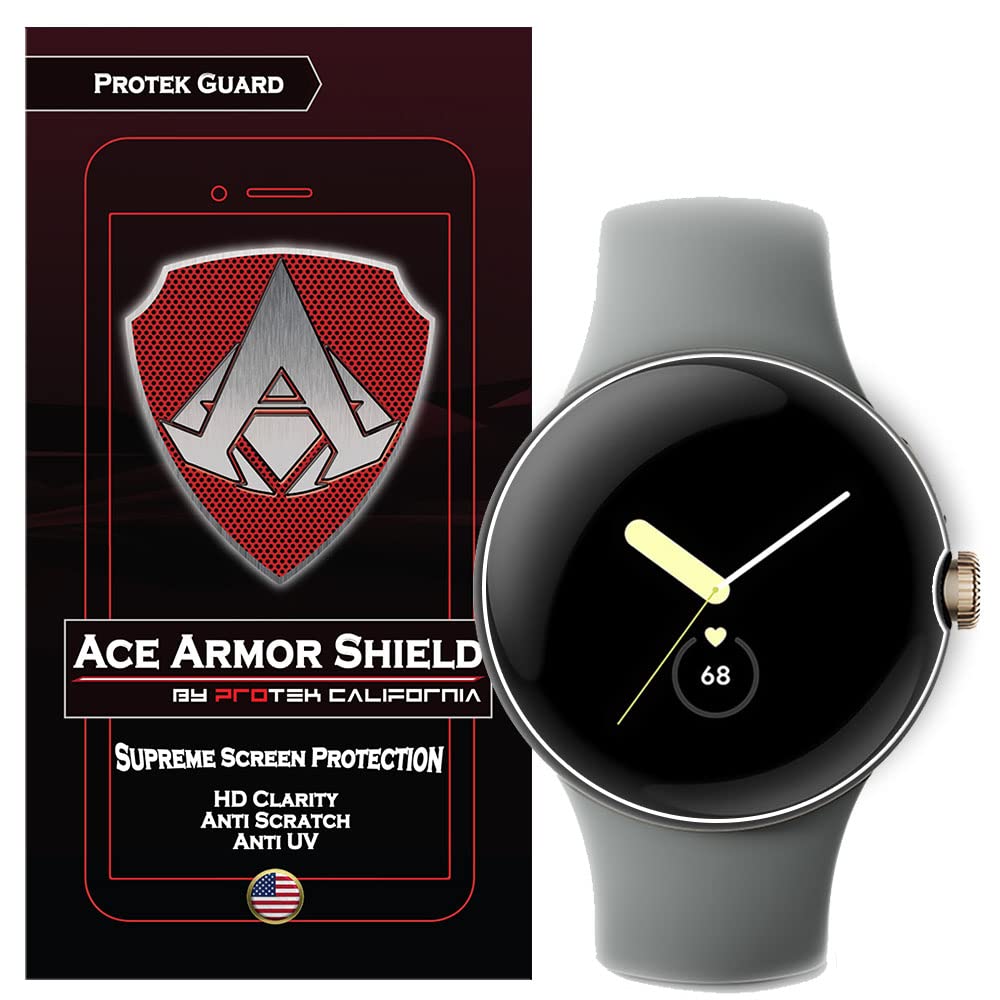 Ace Armor Shield Google Pixel Watch Screen Protectors Maximum Screen Version HD Heavy duty scratch resistant 6 Pack Covers front screen and side bezel
