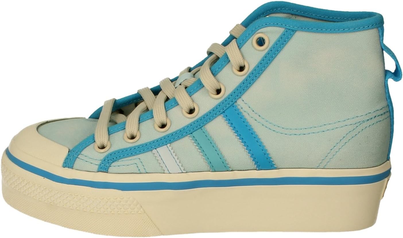 adidas Originals Nizza Platform Mid Womens Trainers Sneakers (UK 4.5 US 6 EU 37 1/3, Blue White GX4604)