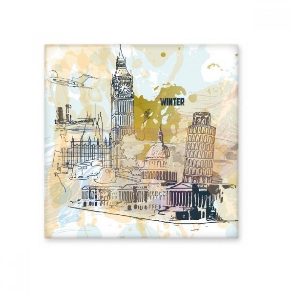 Carreau de céramique Big Ben et Tour de Pise pour mur de cuisine et salle de bain