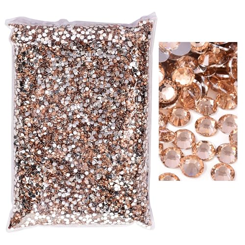 25000Pcs 4mm Resin Rhinestones Bulk, Champagne Flatback Bedazzle Gems