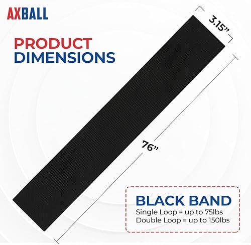 Miniatura 5 de AXBALL Bandas de alta resistencia de alto rendimiento de 76 pulgadas de longitud extendida para entrenamientos de fuerza, movilidad y pliométricos