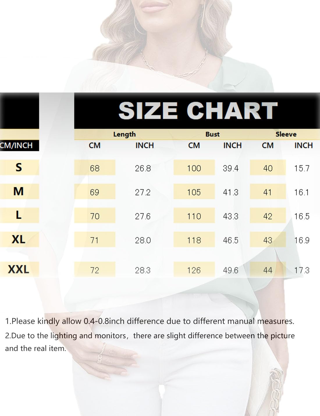 ABINGOO Donna Chiffon Camicetta 3/4 Manica Scollo a V Volant Tunica Tinta Unita Elegante Lavoro Tops