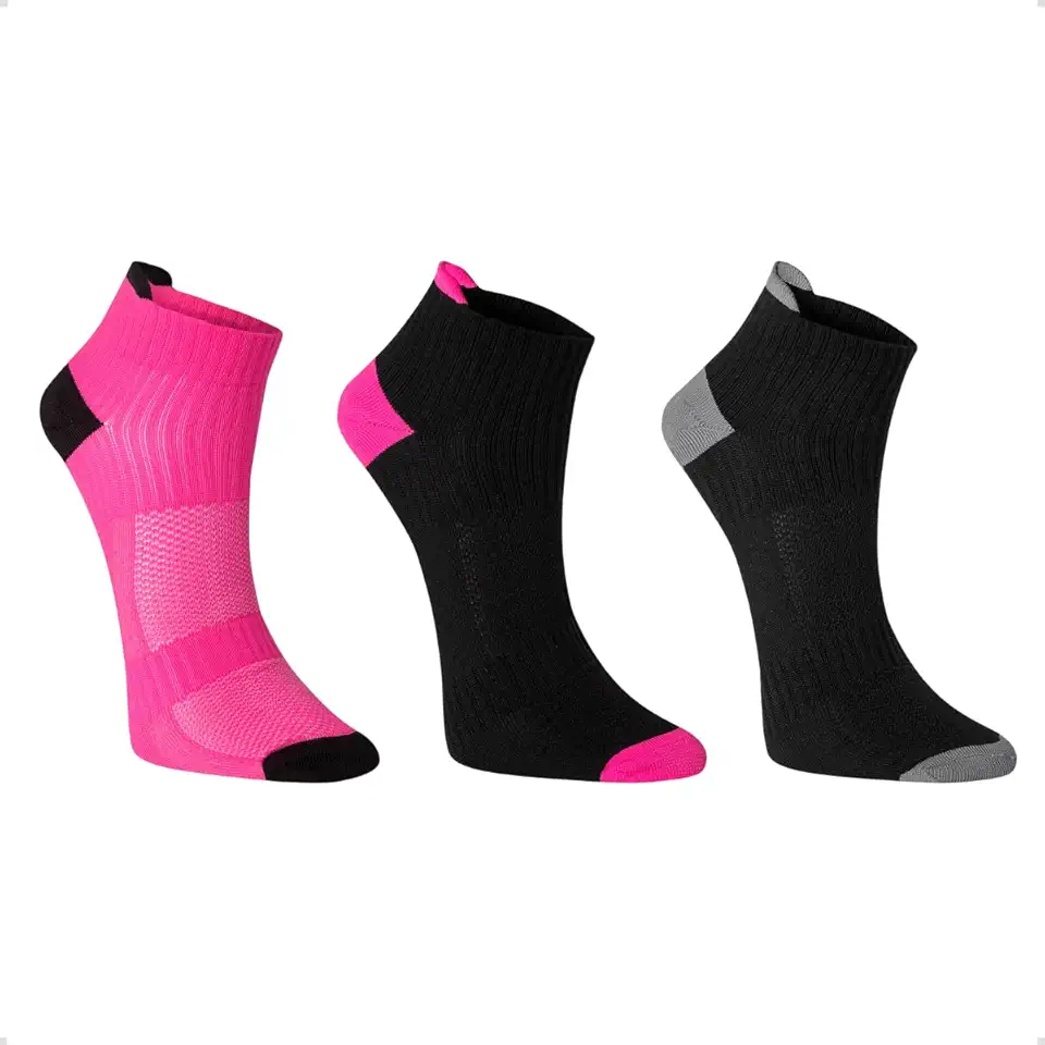 Kit 3 Pares Meia Performance Poliamida Unissex Cano Curto Soquete Esportiva Corrida Ciclismo