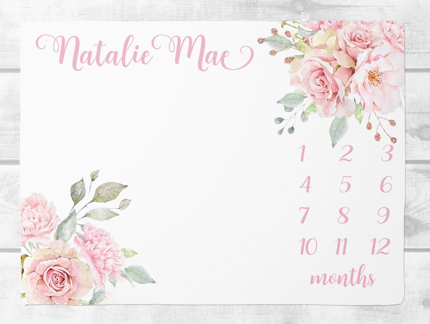 Baby Girl Milestone Blanket, Floral Wreath Milestone Blanket, Baby Month Blanket, Baby Girl Blanket Baby Blanket Monthly Baby Blanket Baby HHQ63_BLKBB011_3