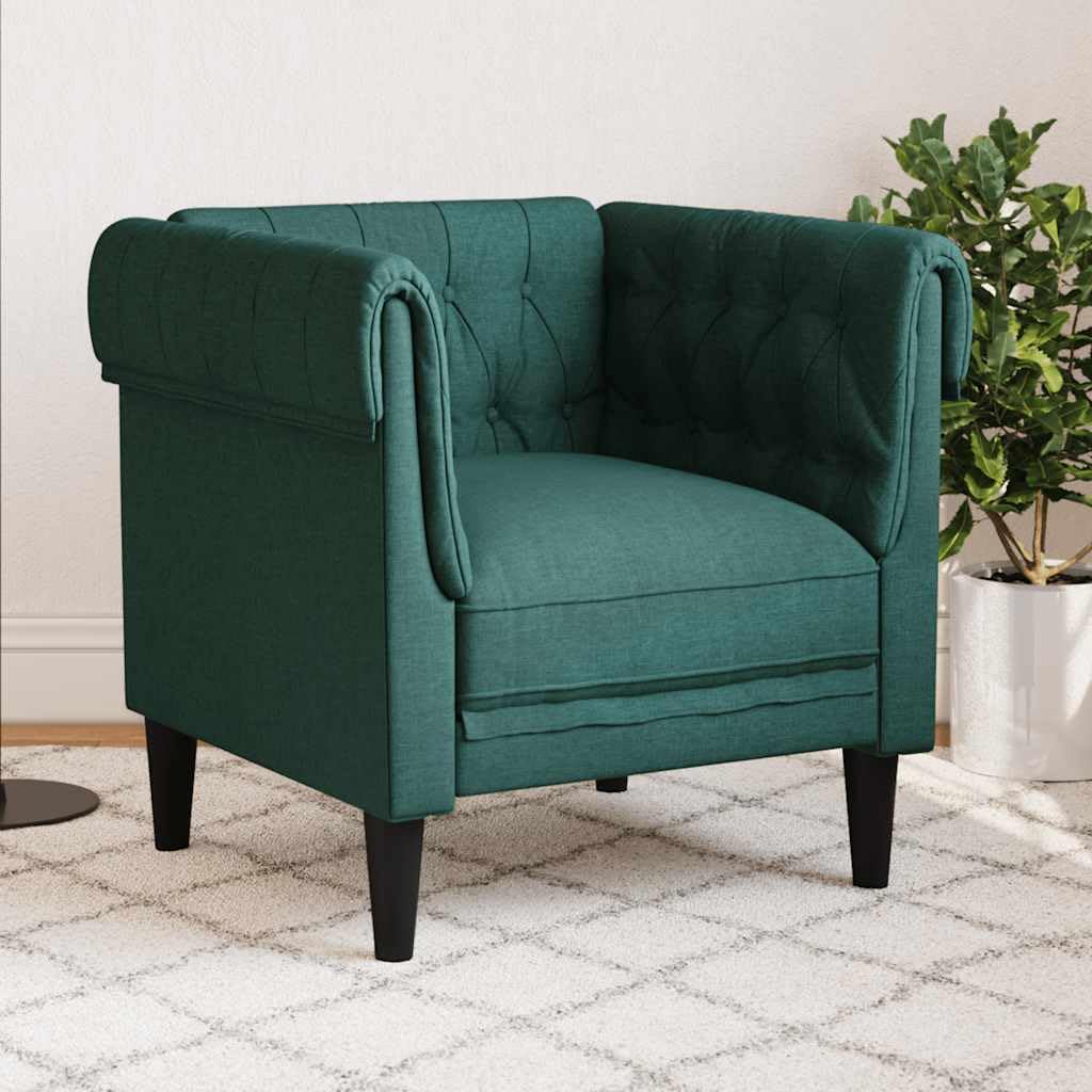 Sillón Chesterfield de Tela Verde Oscuro,16.4kg-372542