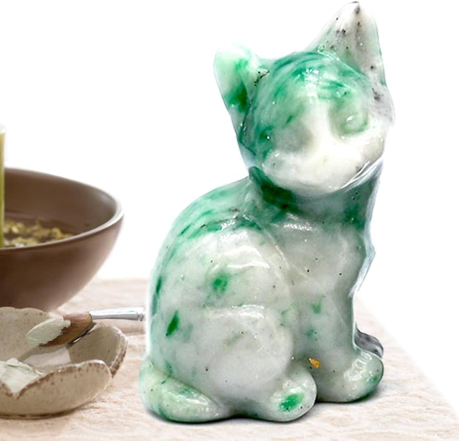 Amazon｜癒しの石猫,癒しの宝石の子猫の置物 | 天然クォーツ 猫