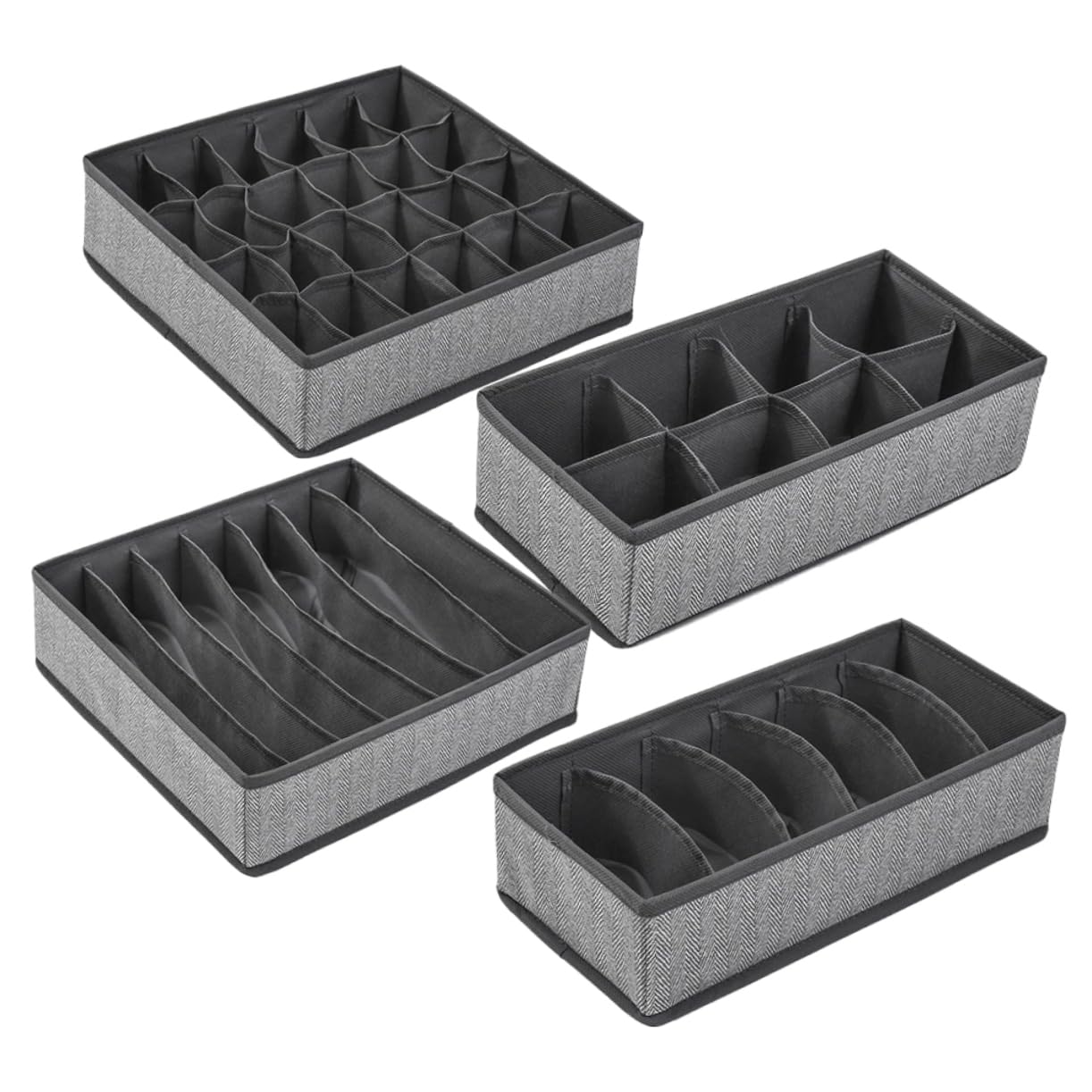 Levemolo Organizer 7 Scomparti 4 Pezzi per Armadio Non Tessuto e Oxford Scatole Pieghevoli Colore Casuale per Biancheria Intima e Calzini, per Cassetti e Armadi