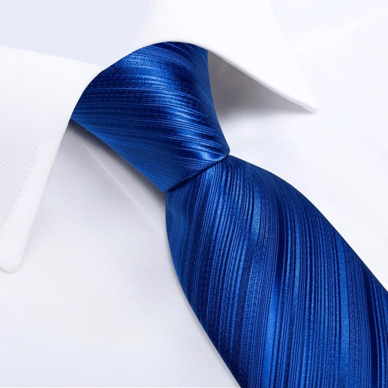 Corbata de seda rayada sólida para hombre miniatura 4