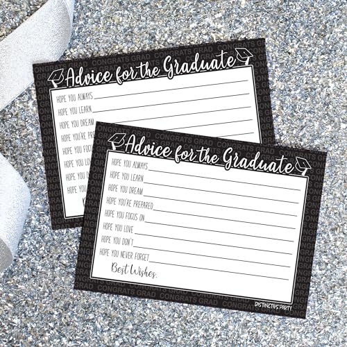 Black Graduation Advice Cards - 25 Pack, Guest Wishes and Advice for the Graduate Cards, Class of 2025 Party Supplies - Thumbnail 5