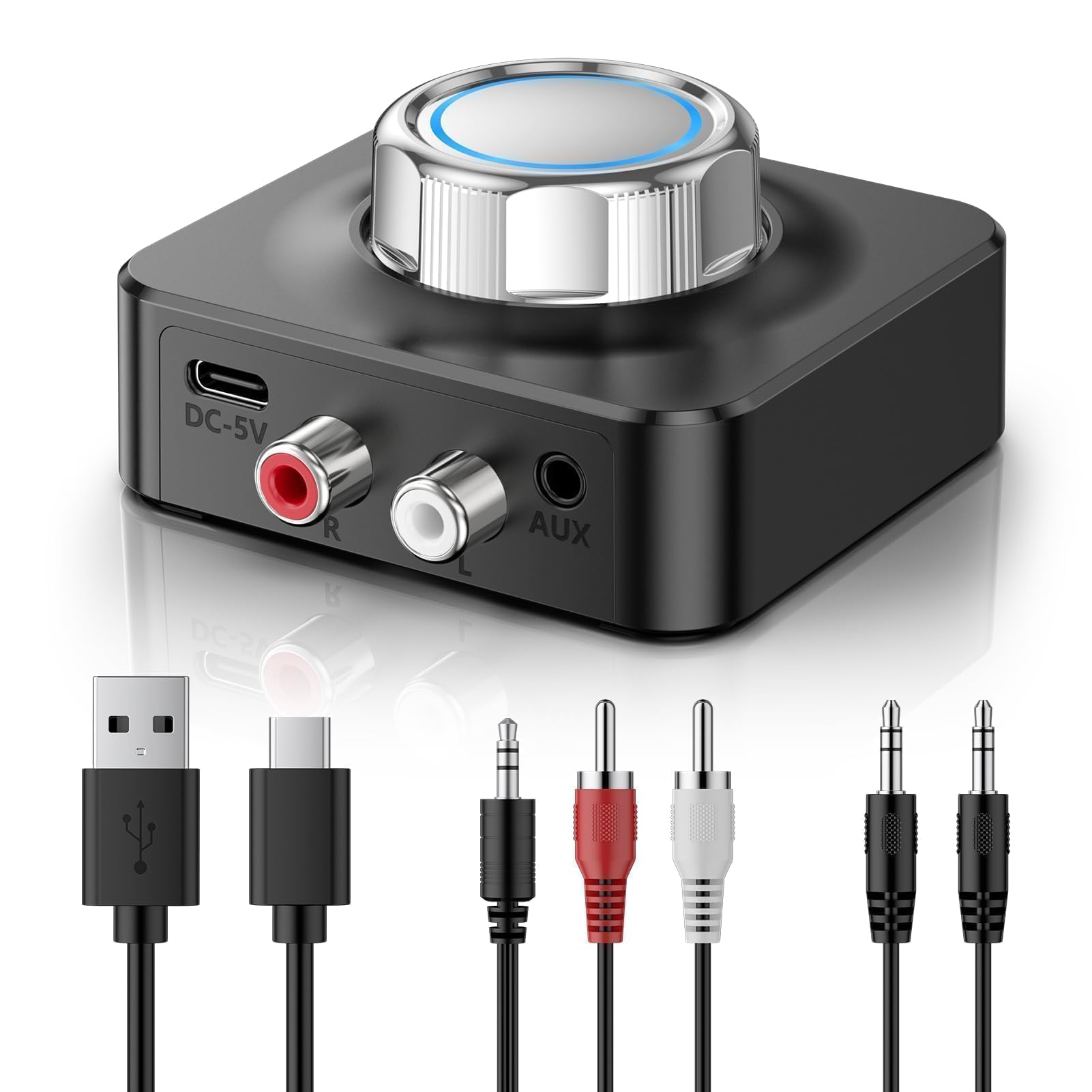 NEUTYPECHIC Bluetooth 5.0 Empfänger für Stereoanlage, Dual AUX Adapter Mit 3.5 mm Klinke & Cinch Audio Receiver für Lautsprecher, Verstärker und Autoradio