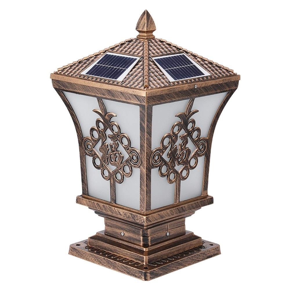 taśma płócienna Solarne zewnętrzne lampy LED słupkowe aluminiowe szklane wodoodporne IP54 2W wielokolorowe wiele rozmiarów(Bronze,S-20 * 38cm)