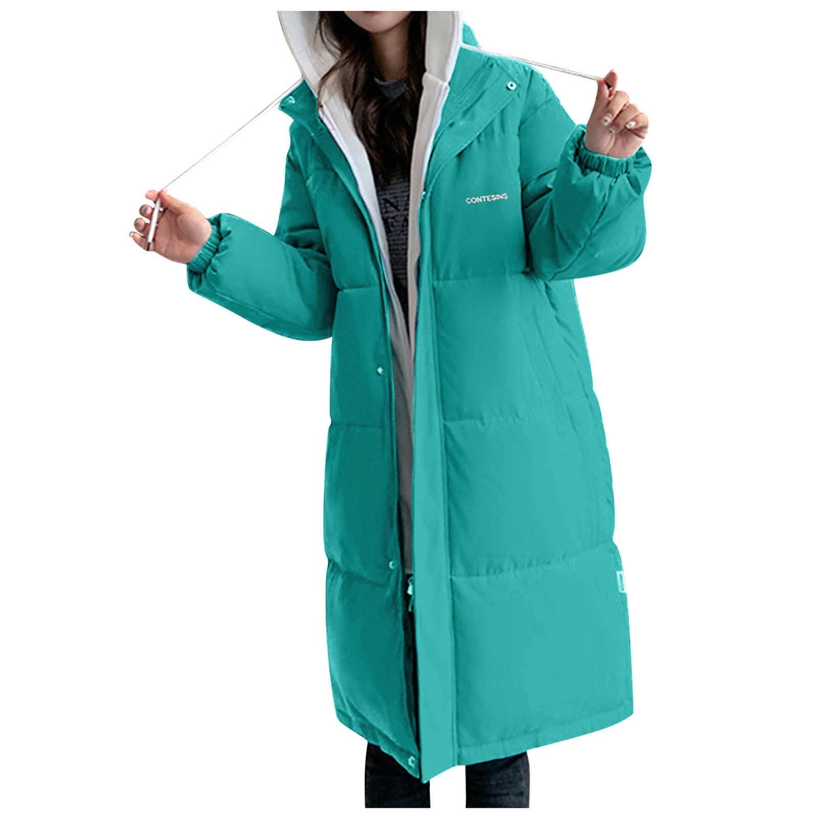MNDSUDHGWomen's 2021 Long Winter Vest Coat With Hood Long Sleeve Warm Down Coat With Pockets Quilted Outdoor Jacket Fossa Jacket
