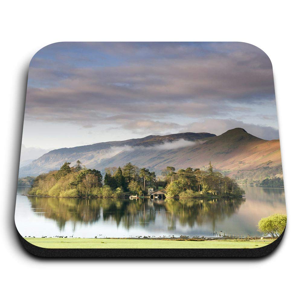 Destination Vinyl Ltd Multicolor 1 X Square Mdf Fridge Magnet - Derwentwater Keswick Lake District 44874