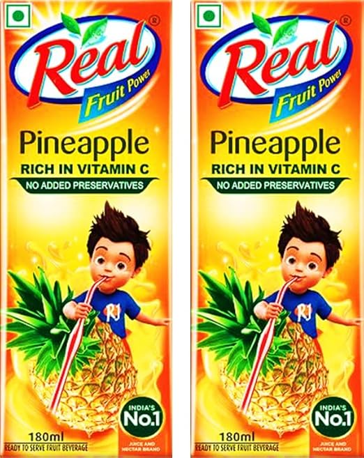 Real Pineapple Juice, 180 ml (Pack Of 2) Unique