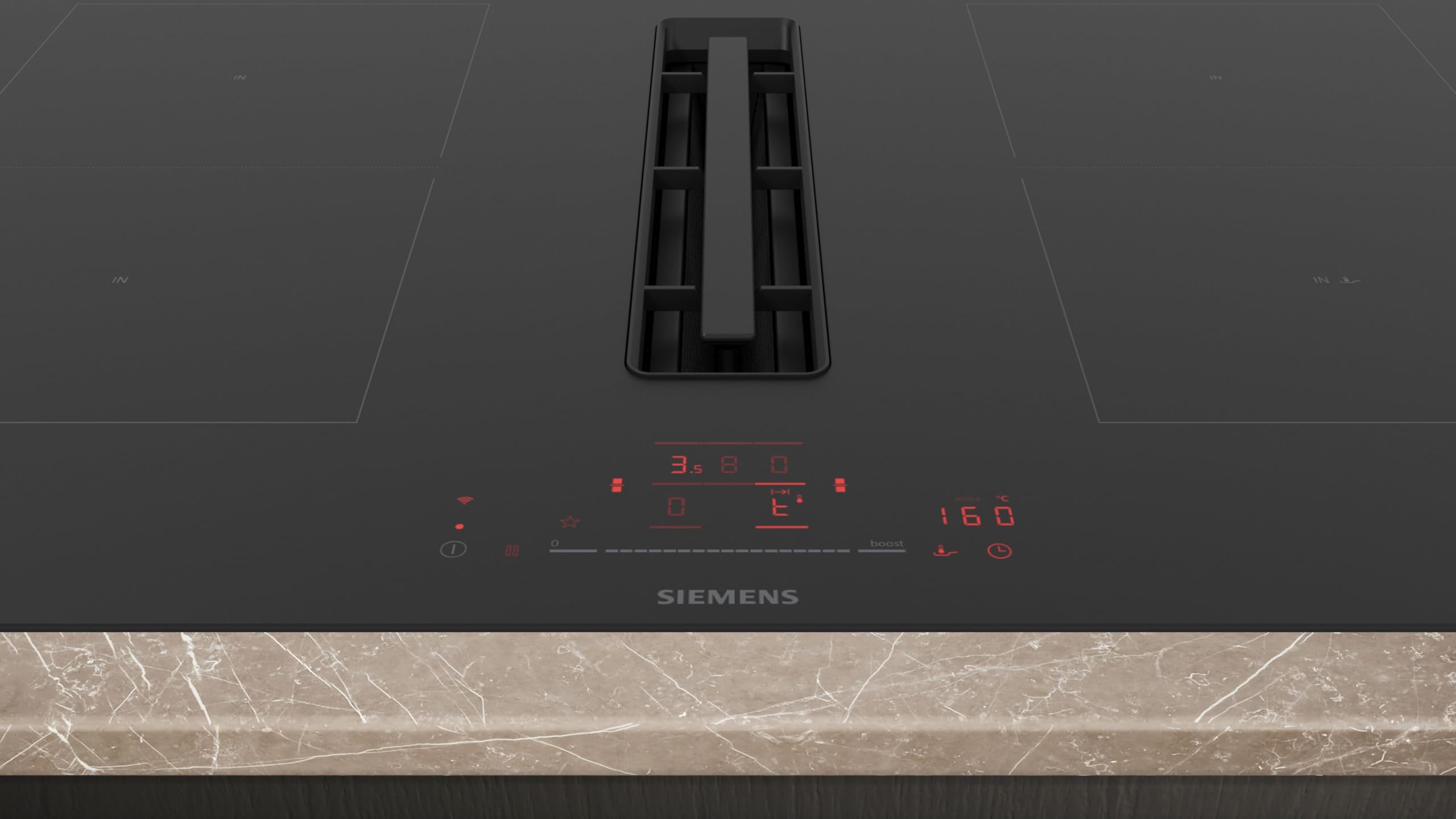 Siemens iQ500 ED811HQ26E Induktionskochfeld mit Dunstabzug 80 cm Rahmenlos Schwarz