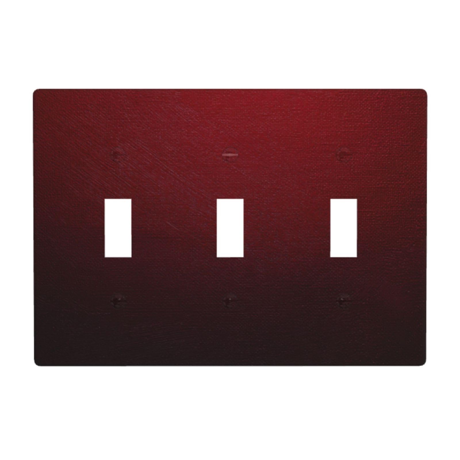 Deep Dark Red Background Light Switch Covers 3 Gang Triple Toggle Wall Plate Switchplate Electrical Faceplate for Bathroom Kitchen Bedroom Decor