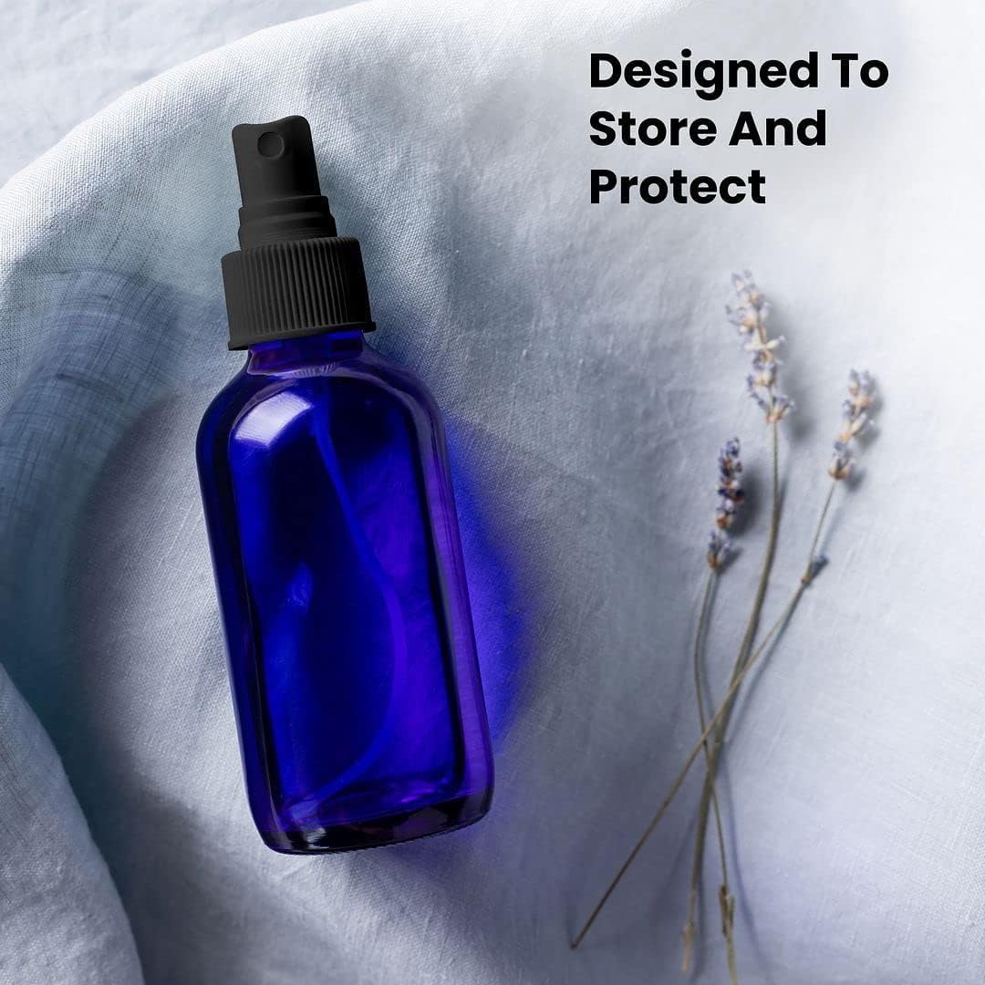 CULINAIRE 2 Oz Blue Glass Spray Bottles with Fine Mist Sprayer and Gold Marker