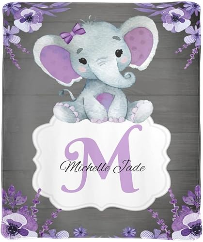Miniatura 209 de Manta de bebé personalizada, monograma rosa, lindo elefante personalizado, mantas de 30 x 40 pulgadas para bebé, niño y niña con nombre, baby Opción