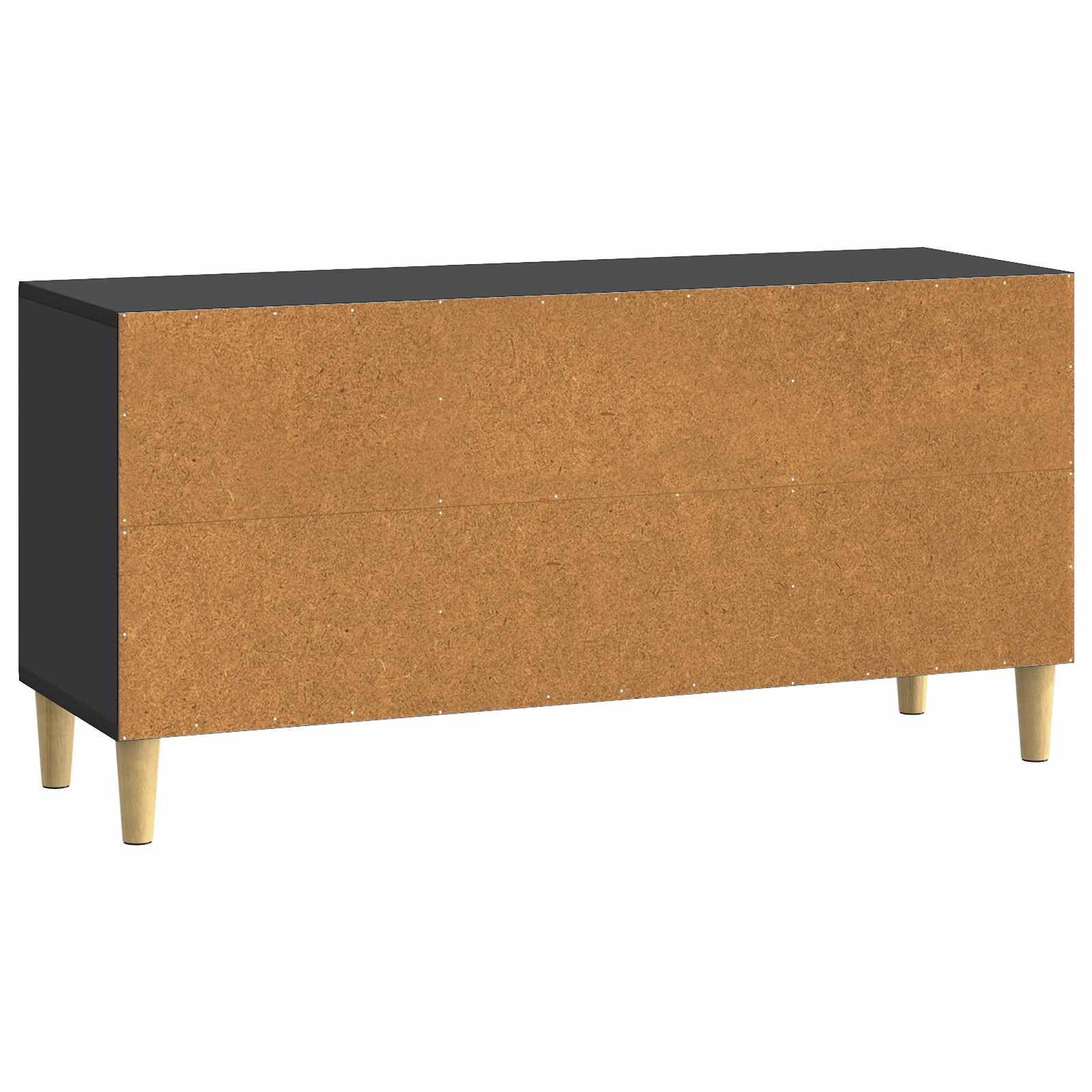 Mobile basso per TV, nero, 102 x 34,5 x 50 cm, in legno | Tavolino TV compatto con ante girevoli e ripiani per soggiorno e camera da letto. Gambe coniche stabili.