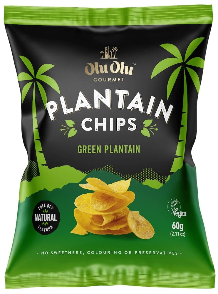 Olu Olu Gourmet I Plantain Chips I Green Plantain with Salt I 60G I Pack Of 24